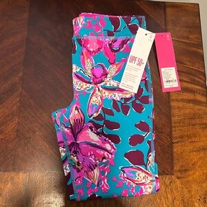 NWT Lilly Pulitzer Luxletic Mini Weekender Legging blue rhapsody orchid you not